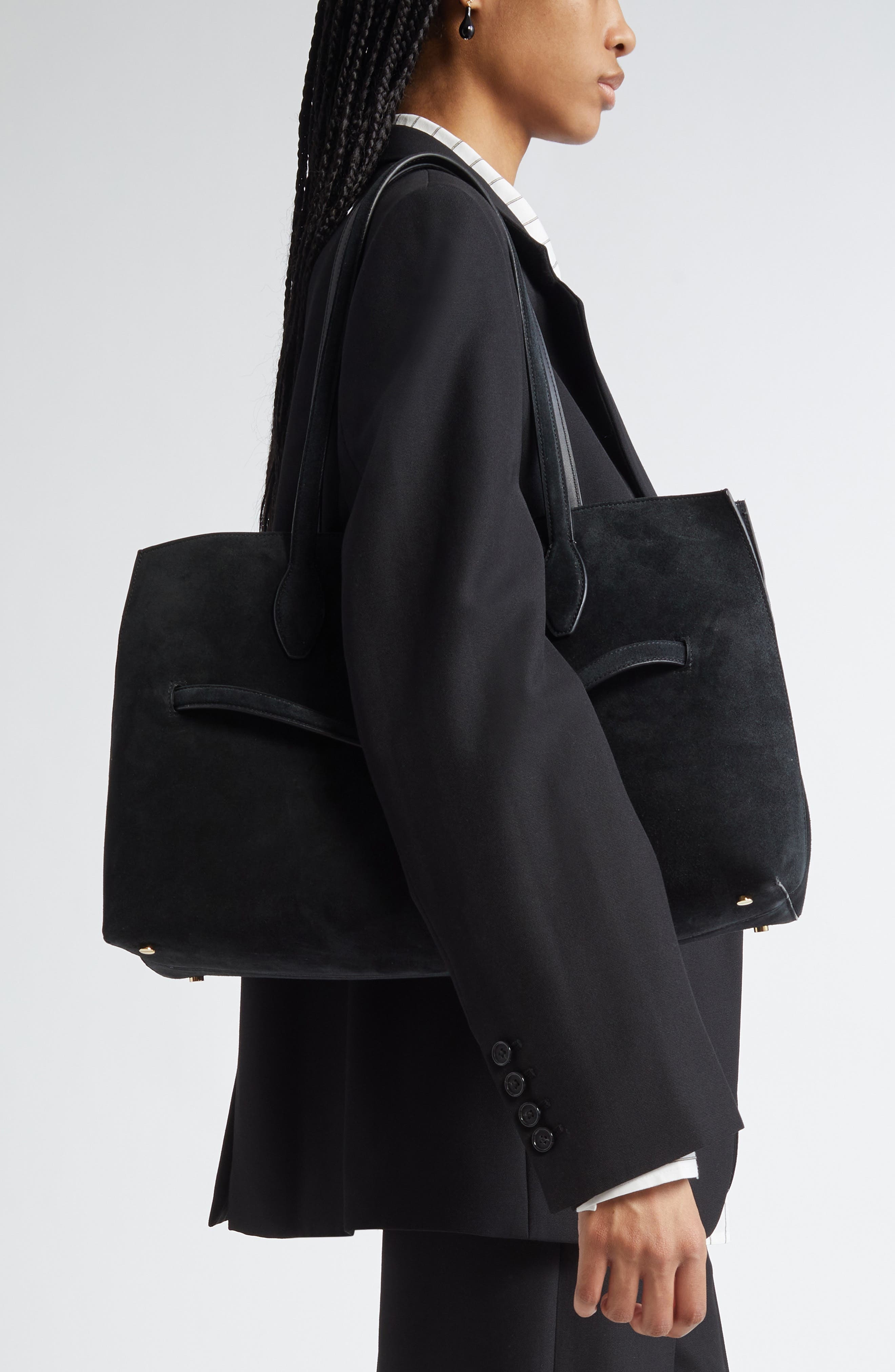 TOTEME Lounge Belted Suede Tote in Black at Nordstrom - 3