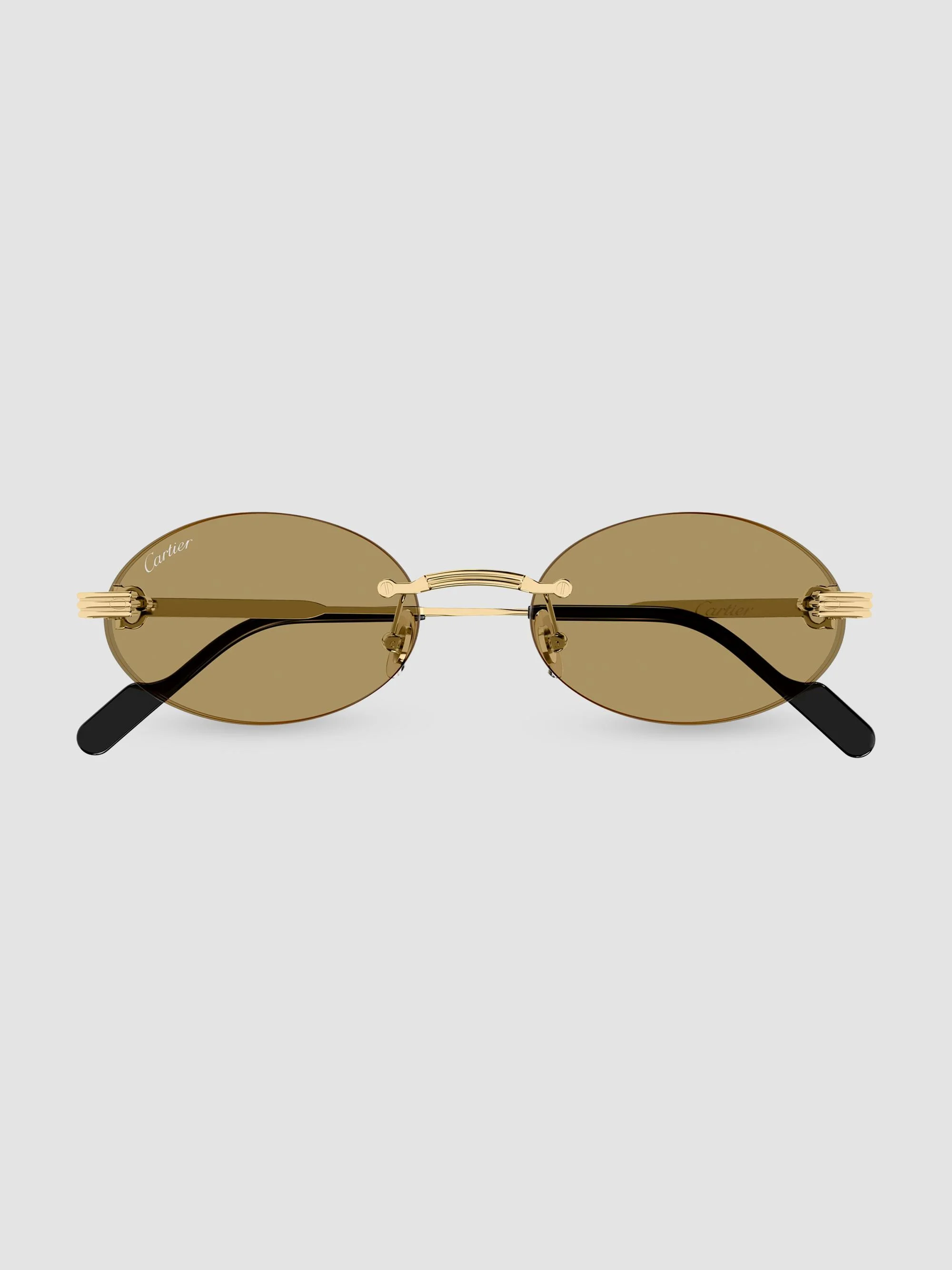 Men's Première de 53MM Rimless Oval Sunglasses - Gold Light Brown - 1