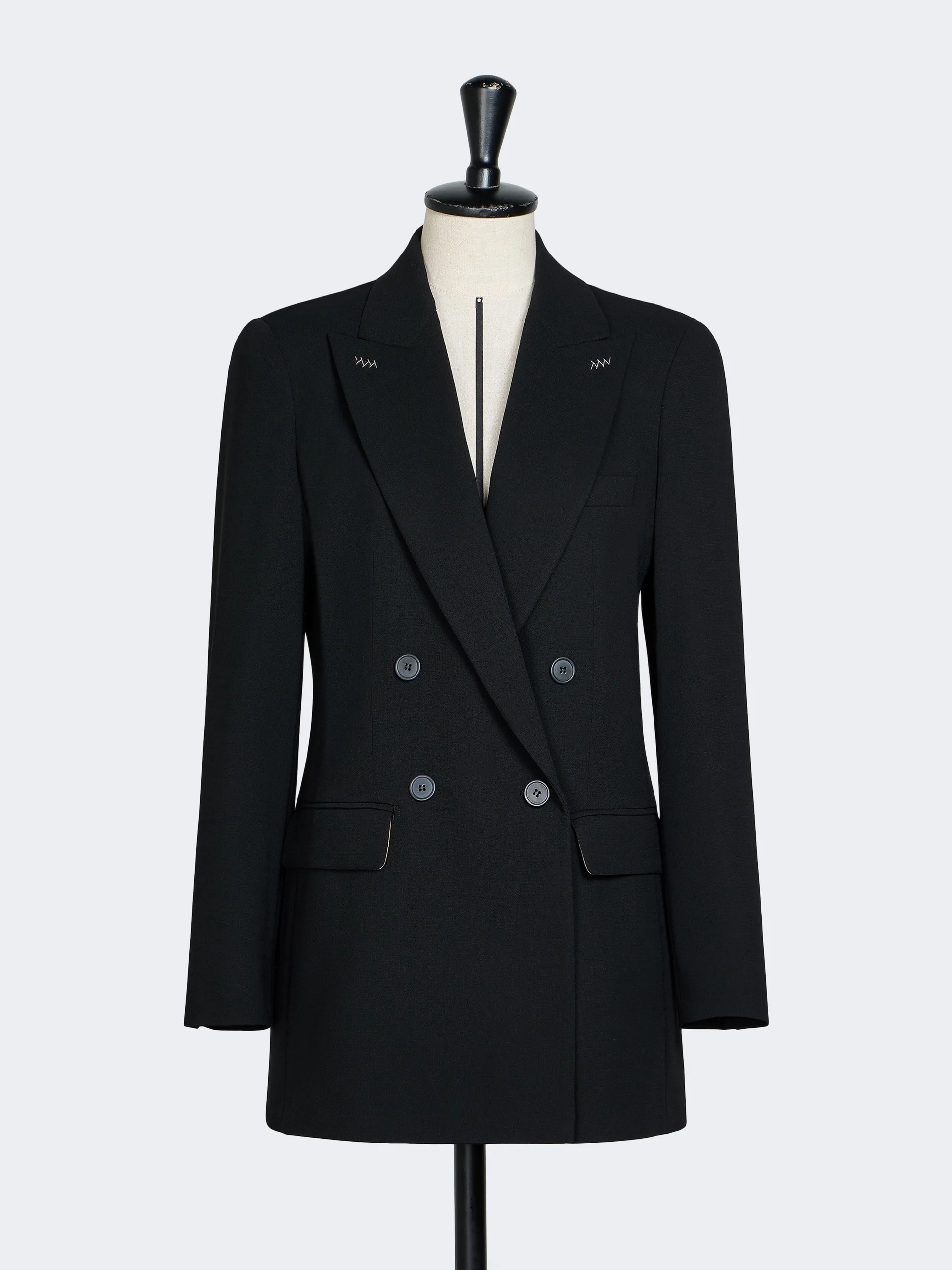 OSSO Double-breasted wool cady blazer - BLACK - 1
