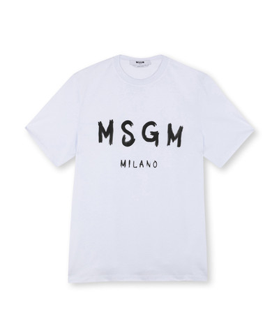 MSGM Cotton T-shirt with brushed logo outlook