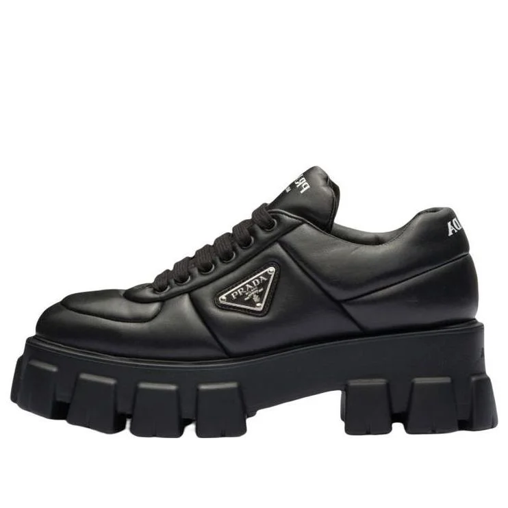 (WMNS) PRADA Monolith Brushed Leather Lace-up Shoes 'Black' 1E119N_2DL8_F0002_F_055 - 1