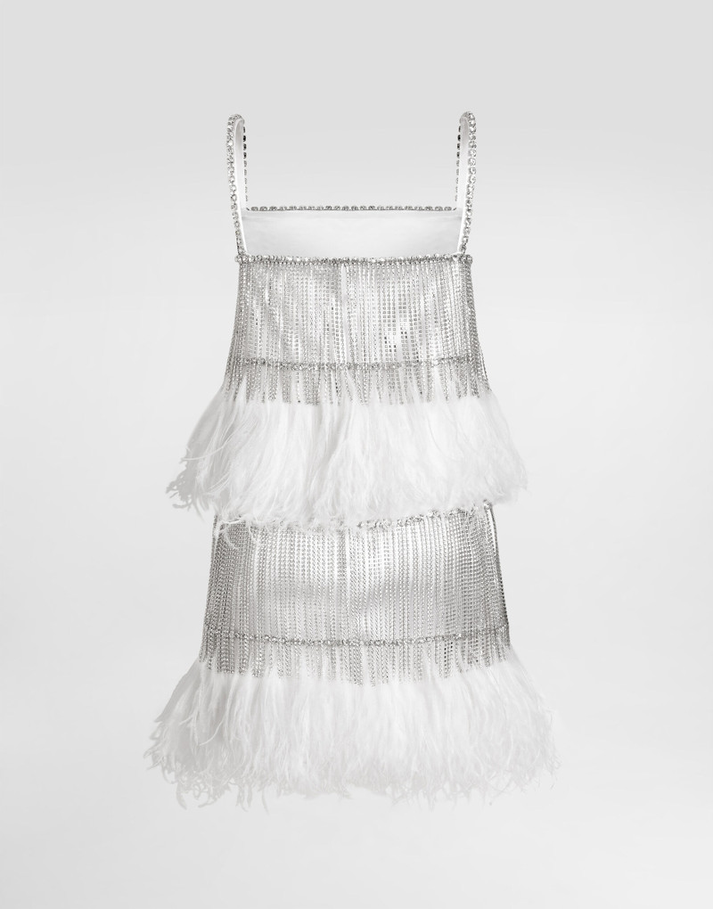 Satin dress with feathers 7