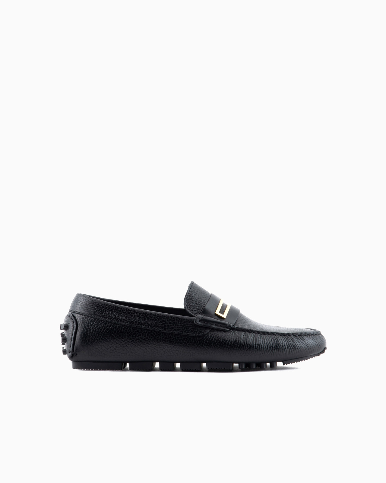 Pebbled leather driving loafers with stirrup bar - 1