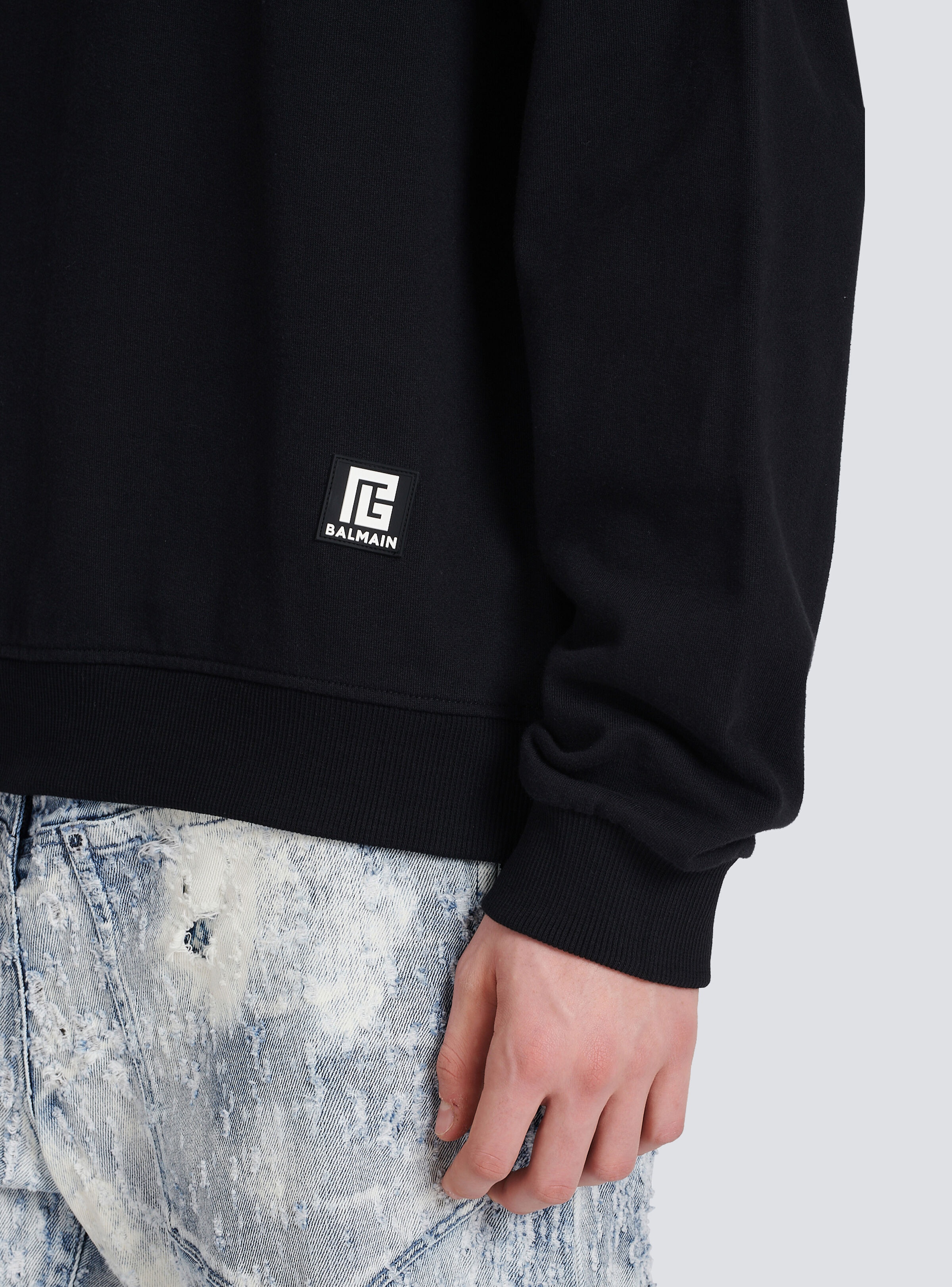 Eco-designed cotton sweatshirt with Balmain logo print - 8