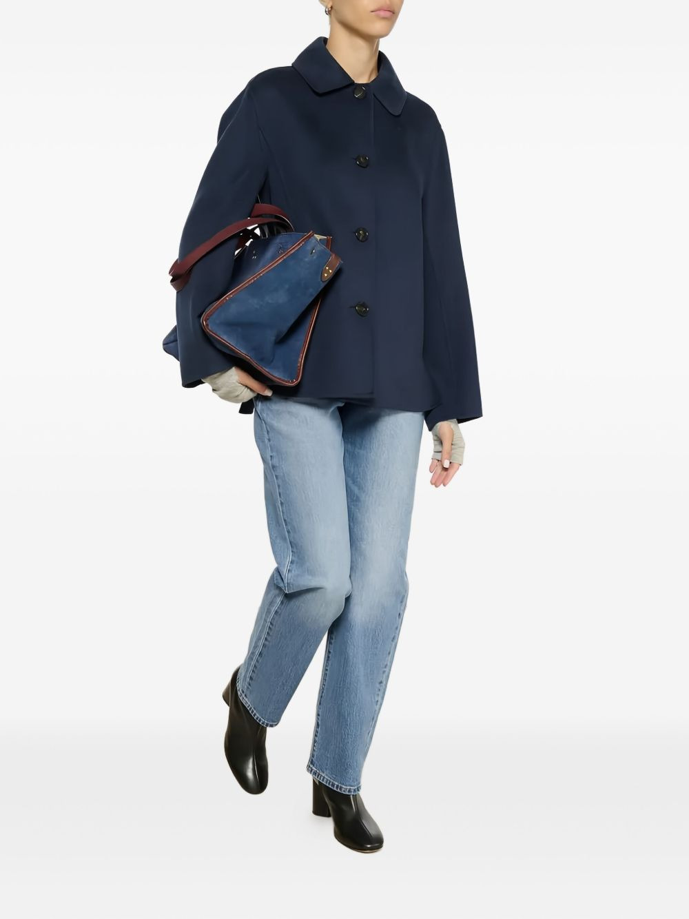 button-fastening collared jacket - 2