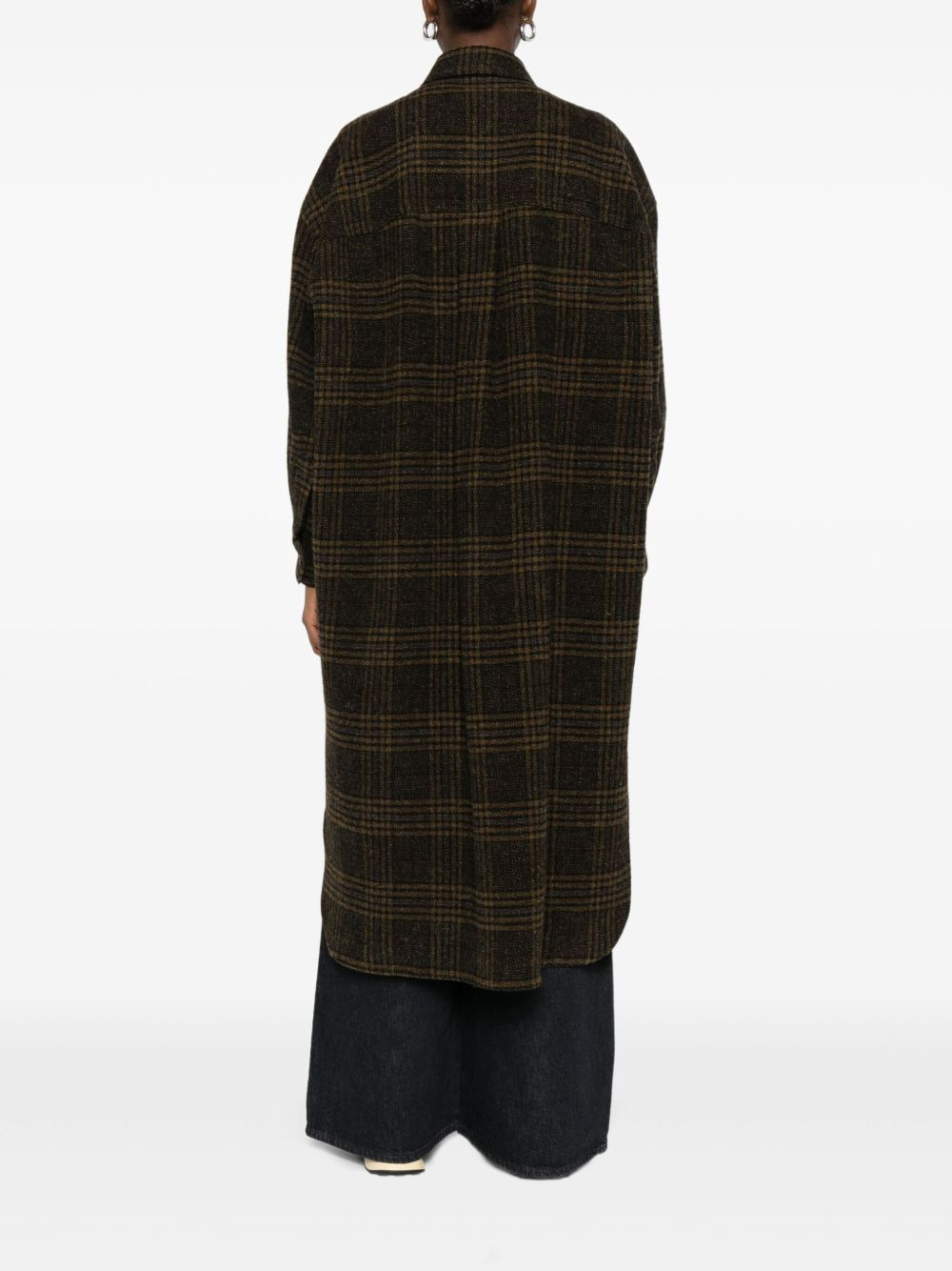 checked wool single-breasted coat - 4