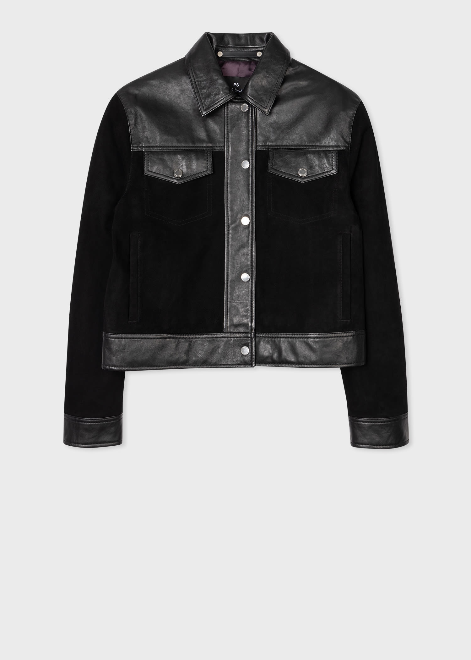 Black Suede Contrasting Western Jacket - 1