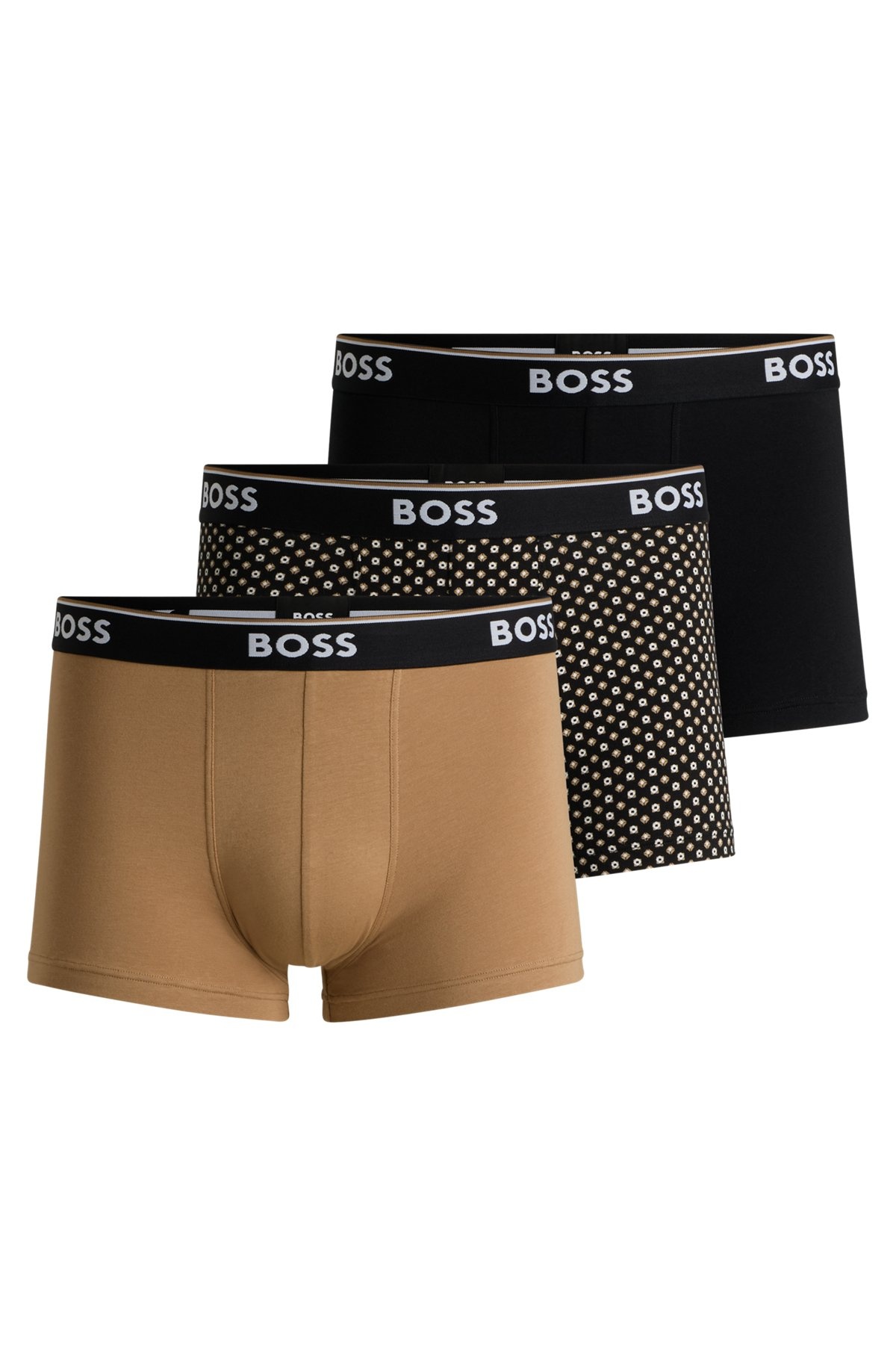 THREE-PACK OF STRETCH-COTTON TRUNKS WITH LOGO WAISTBAND - 1