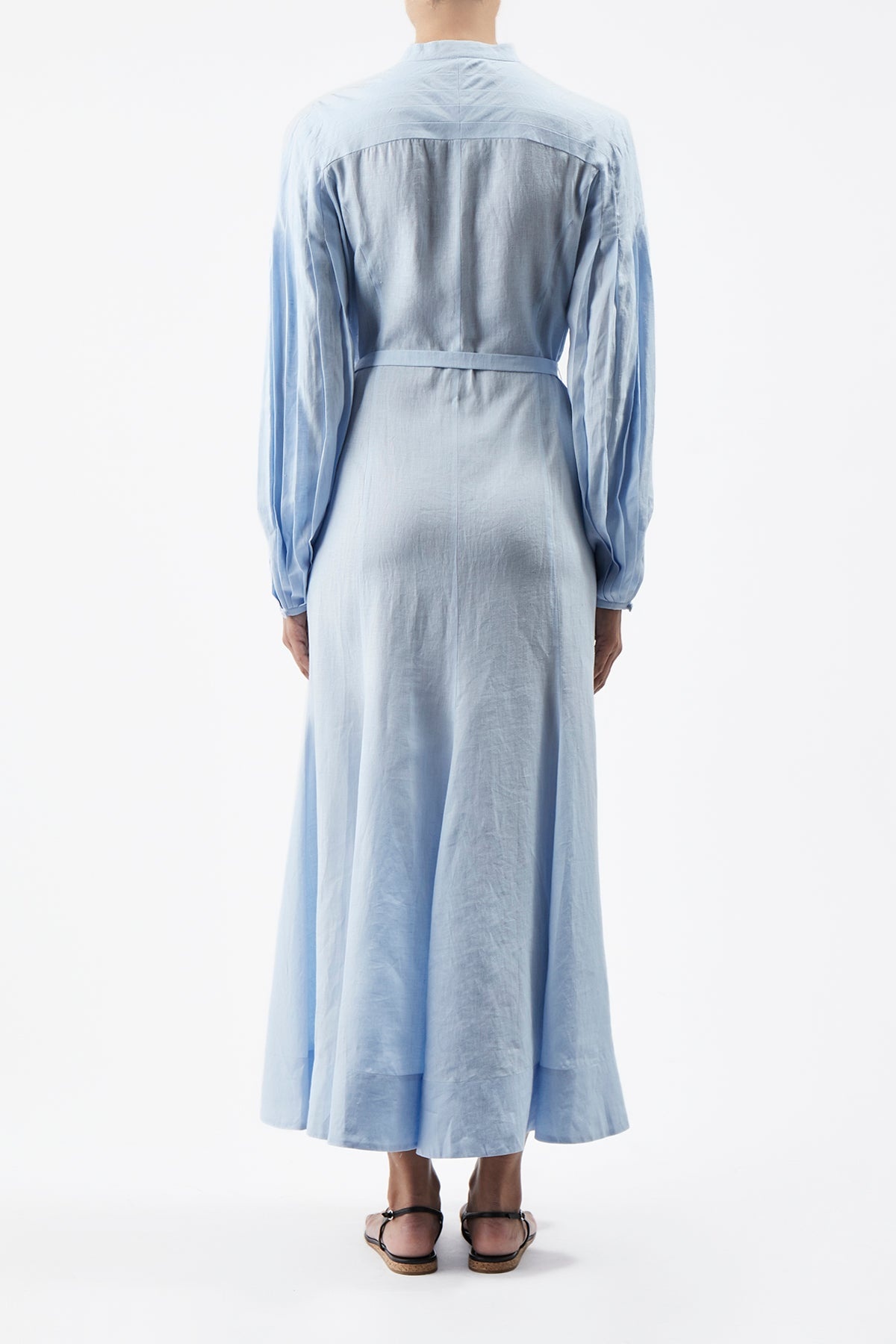 Lydia Dress in Light Blue Linen - 4