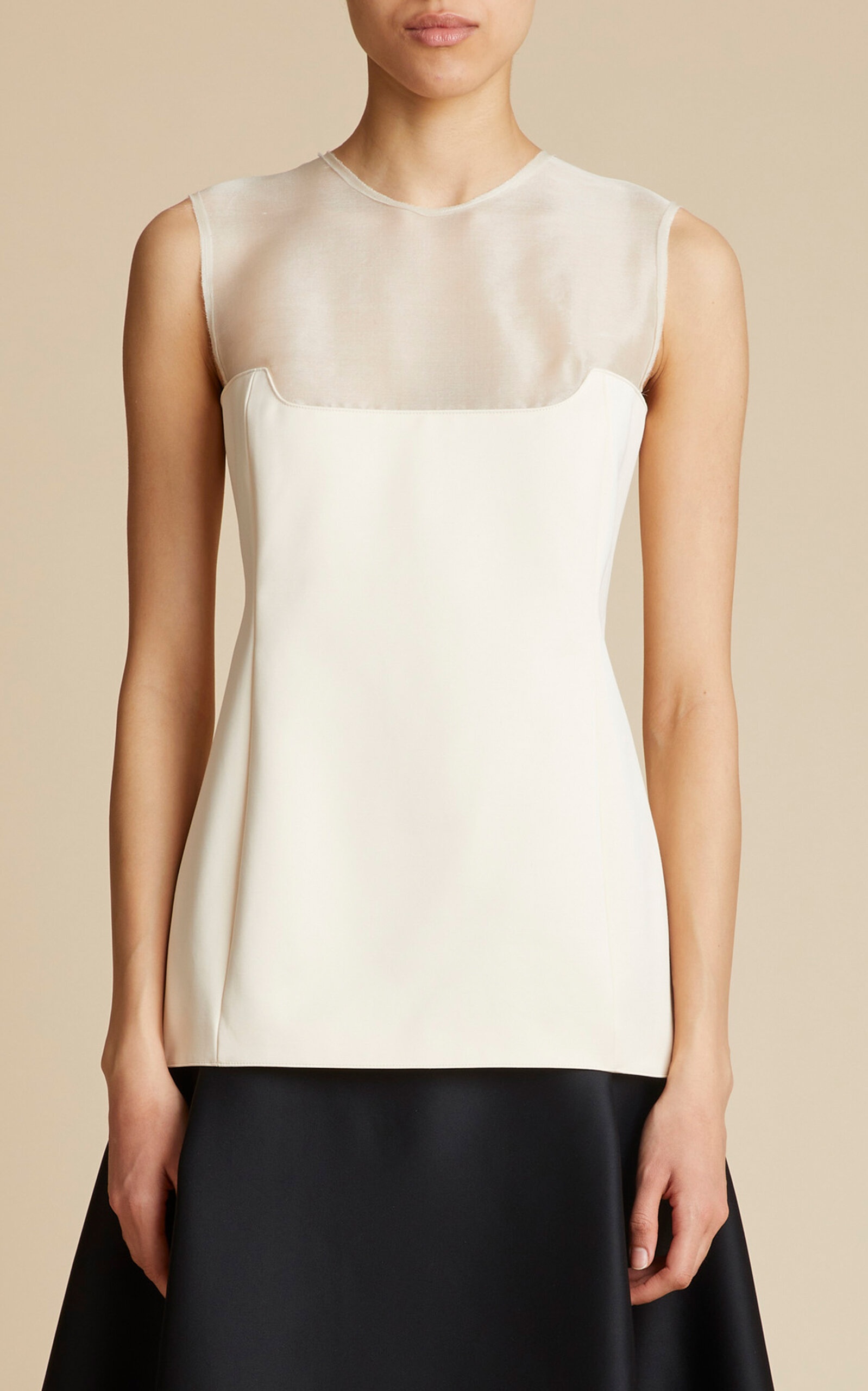 Sasmo Satin Sleeveless Top ivory - 1