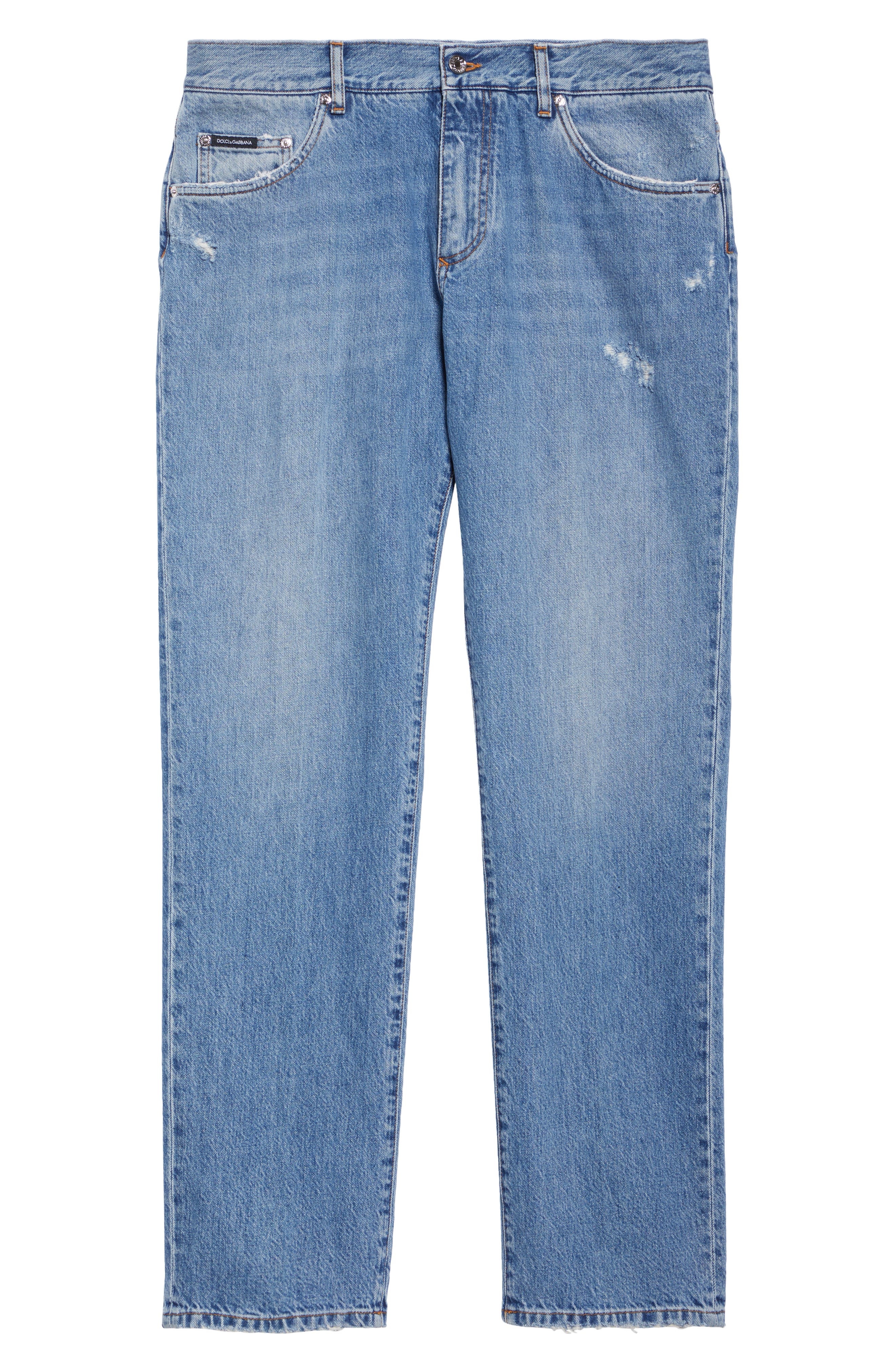 Dolce&Gabbana Distressed Straight Leg Jeans in S9001 Variante Abbinata at Nordstrom - 5