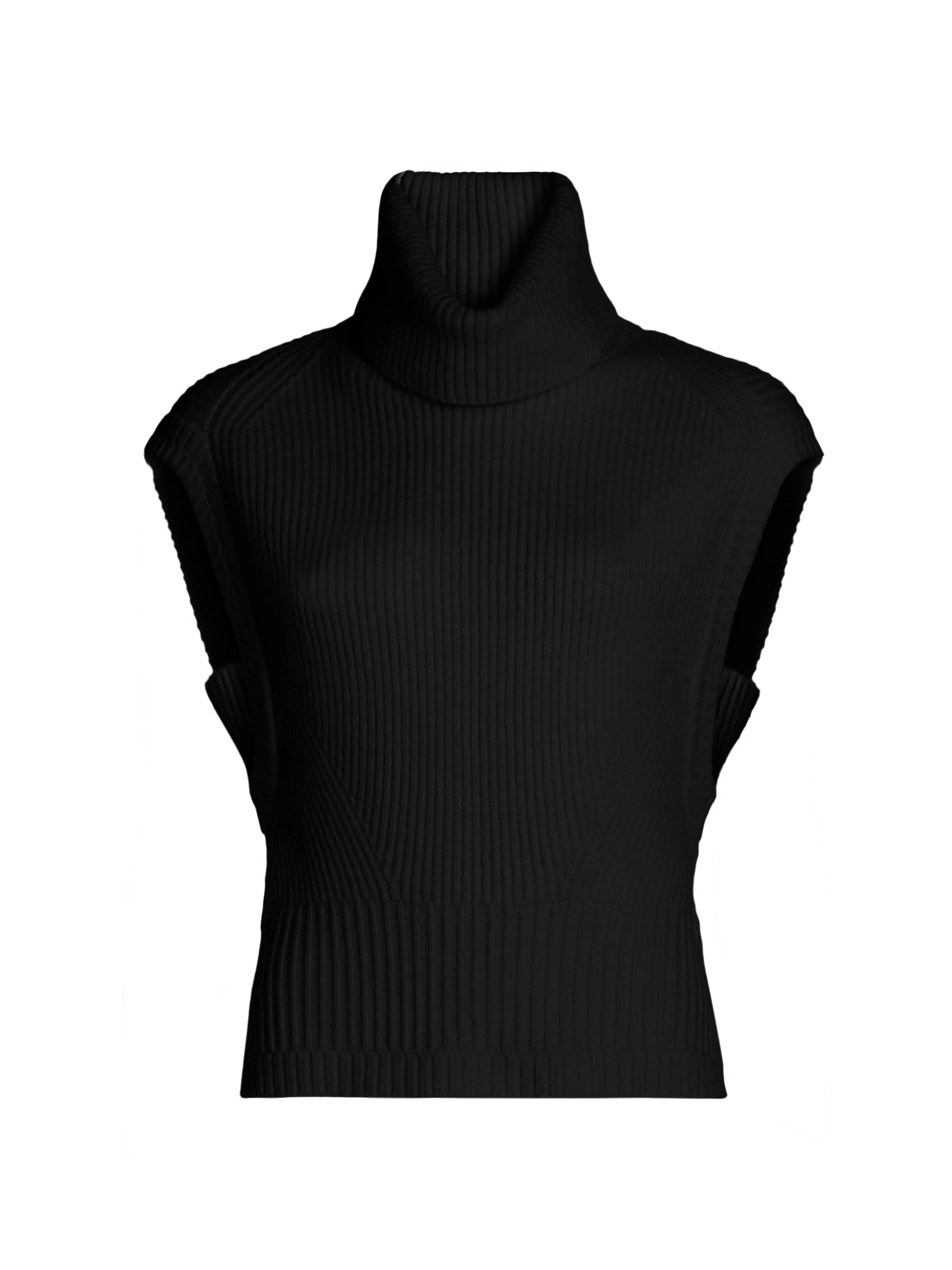Women's Maple Ribbed Sleeveless Top - Black - 1