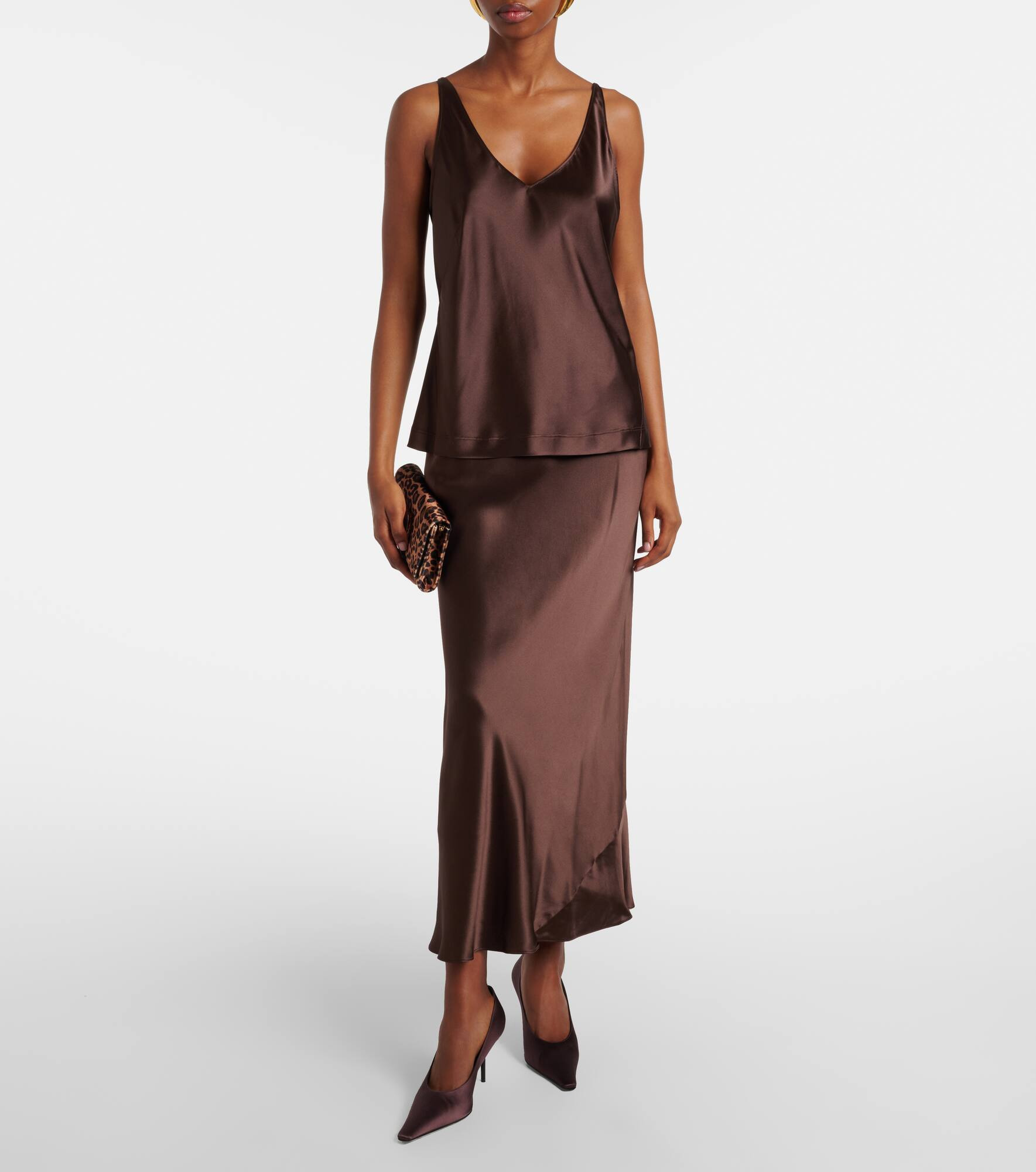Sense of Shine silk satin slip skirt - 2