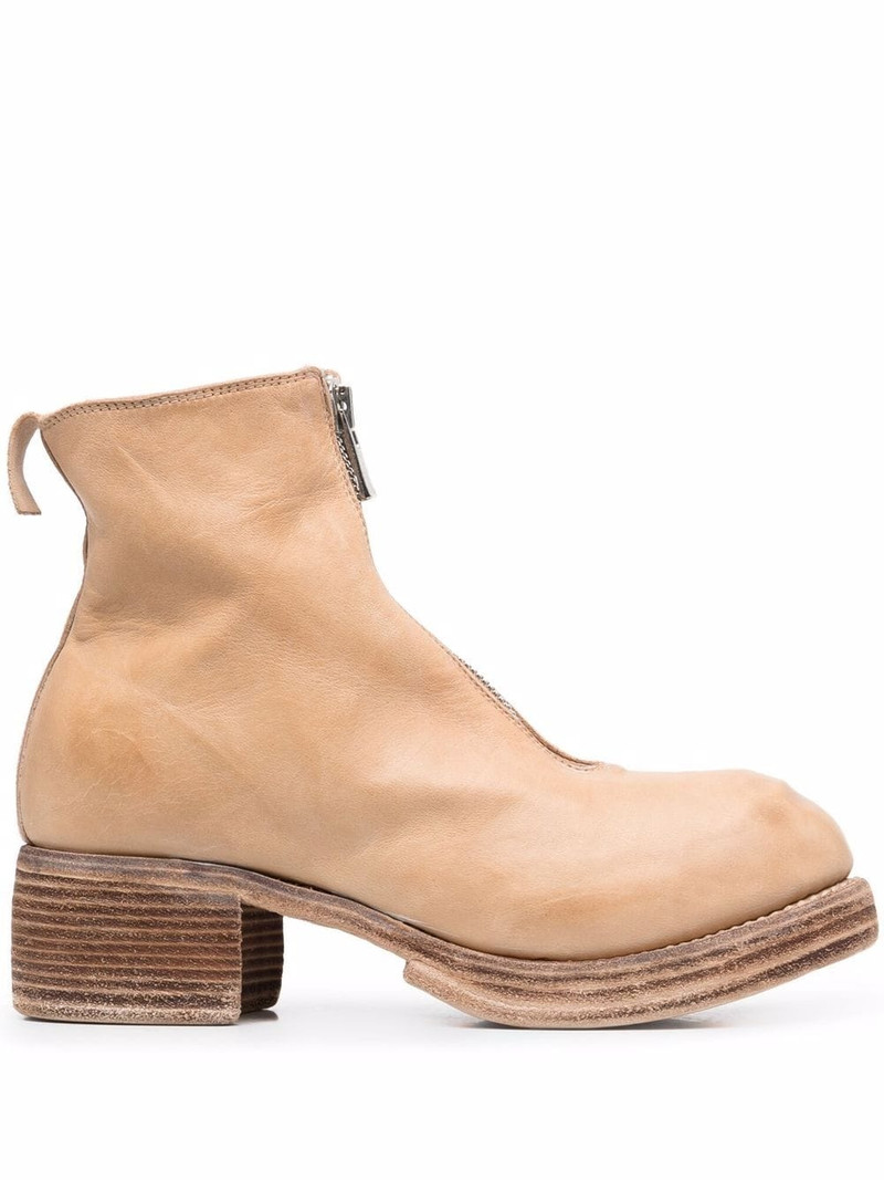 grained leather round-toe boots 1