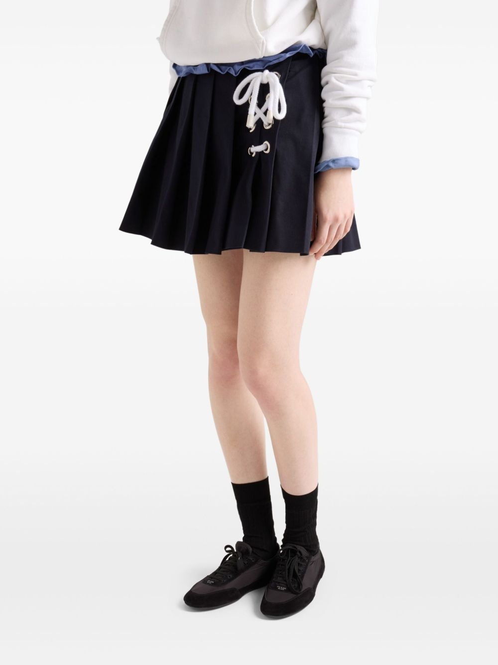 pleated drill mini skirt - 4