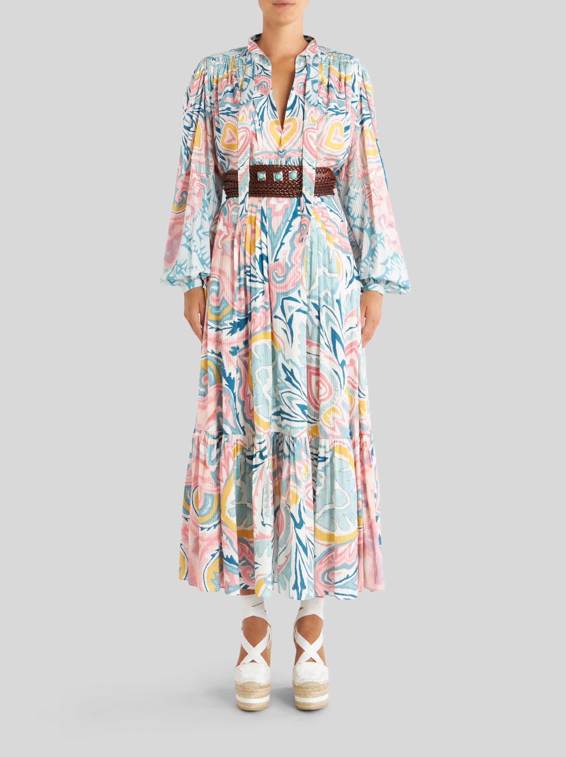 PRINTED COTTON AND SILK SKIRT - 3