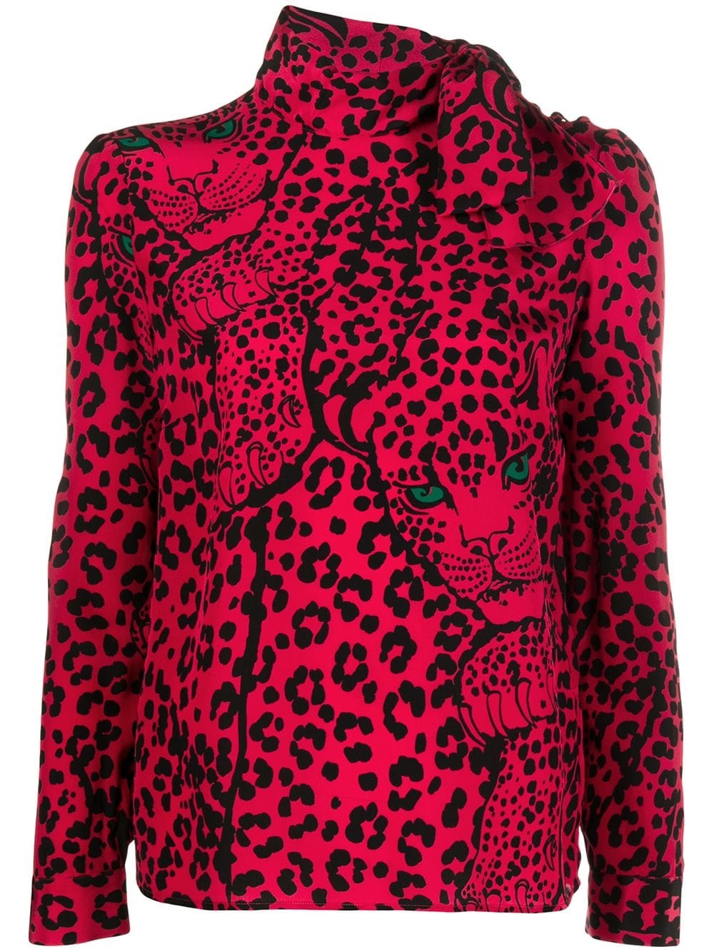 Leo Panther scarf-neck top - 1