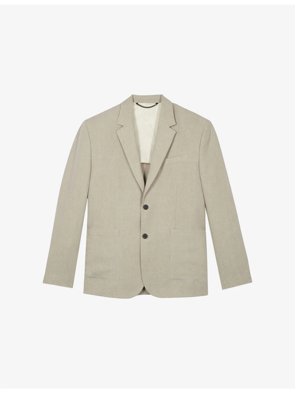 Single-Breasted Side-Pocket Linen Blazer - 1