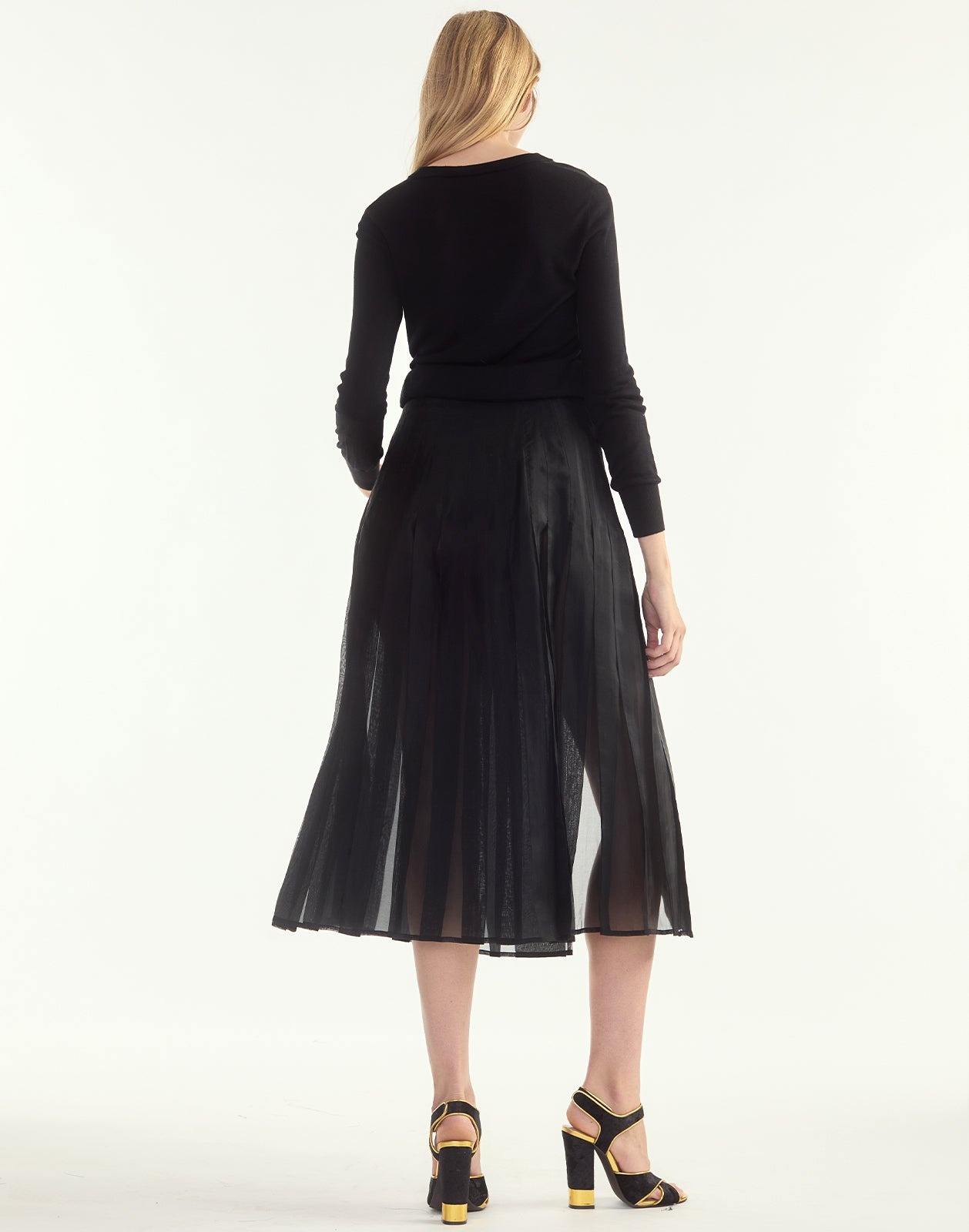 Pleated Buckle Silk Organza Skirt - 8