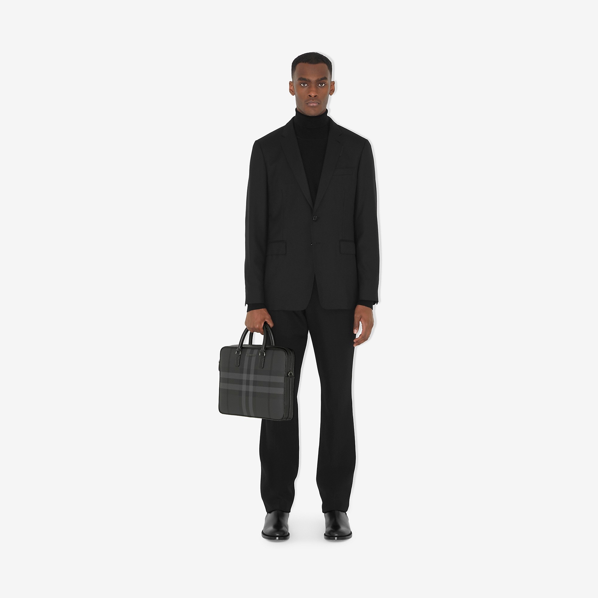 Charcoal Check Slim Ainsworth Briefcase - 2