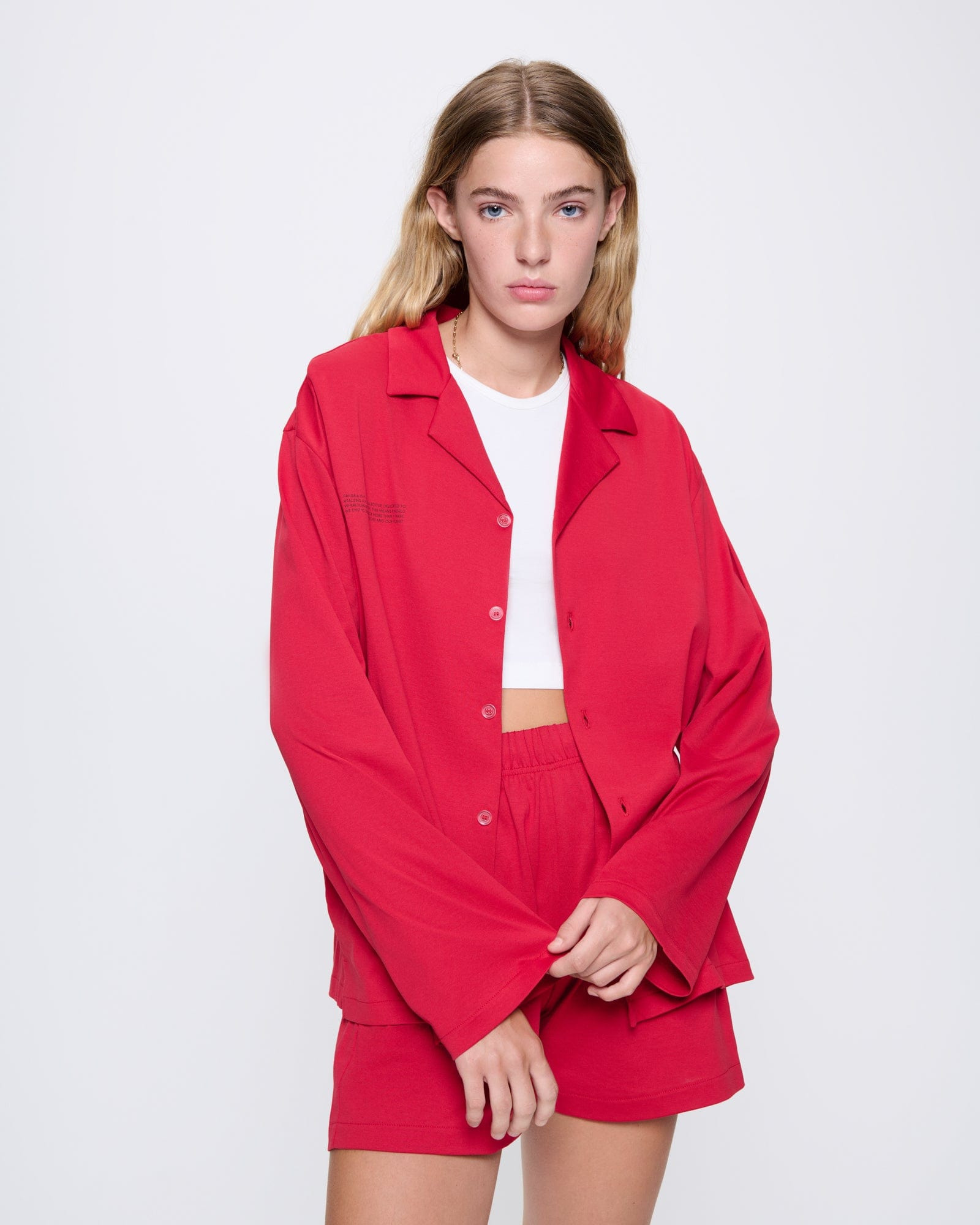 Womens 365 Lightweight Short Pyjama Shorts Set  - Goji Red - 3