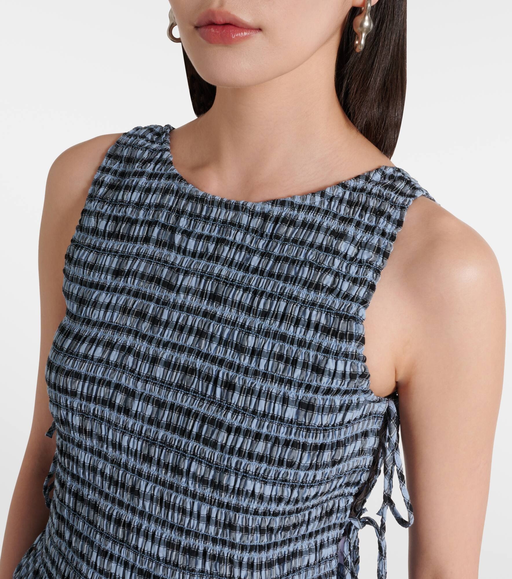 Gingham shirred shirt - 4