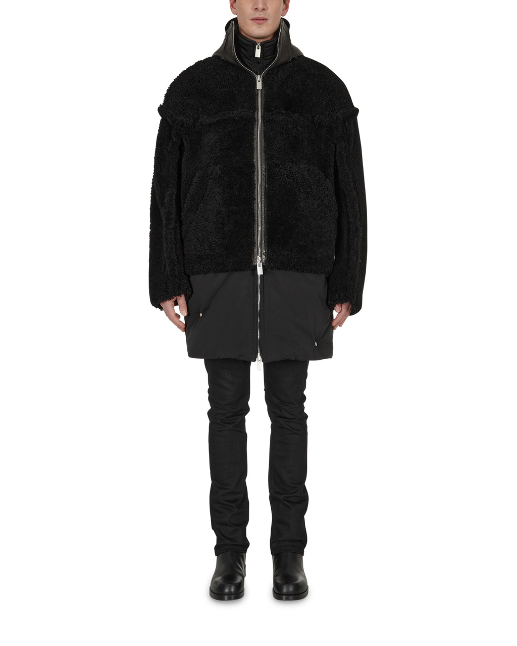 SHEARLING AND NYLON HOODED JACKET - 2