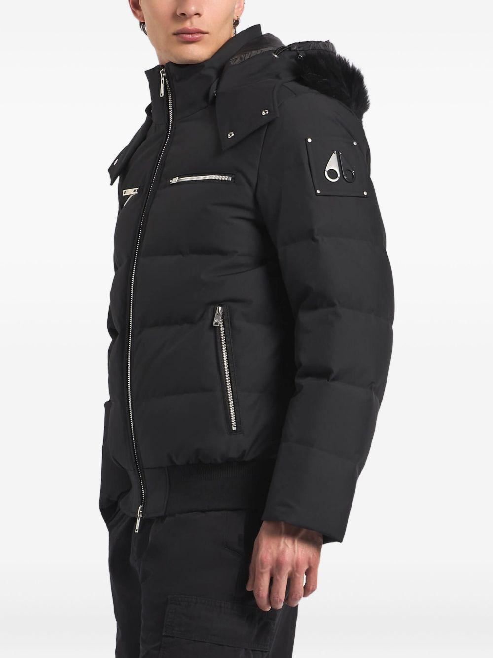 fur-trimmed puffer bomber jacket - 4