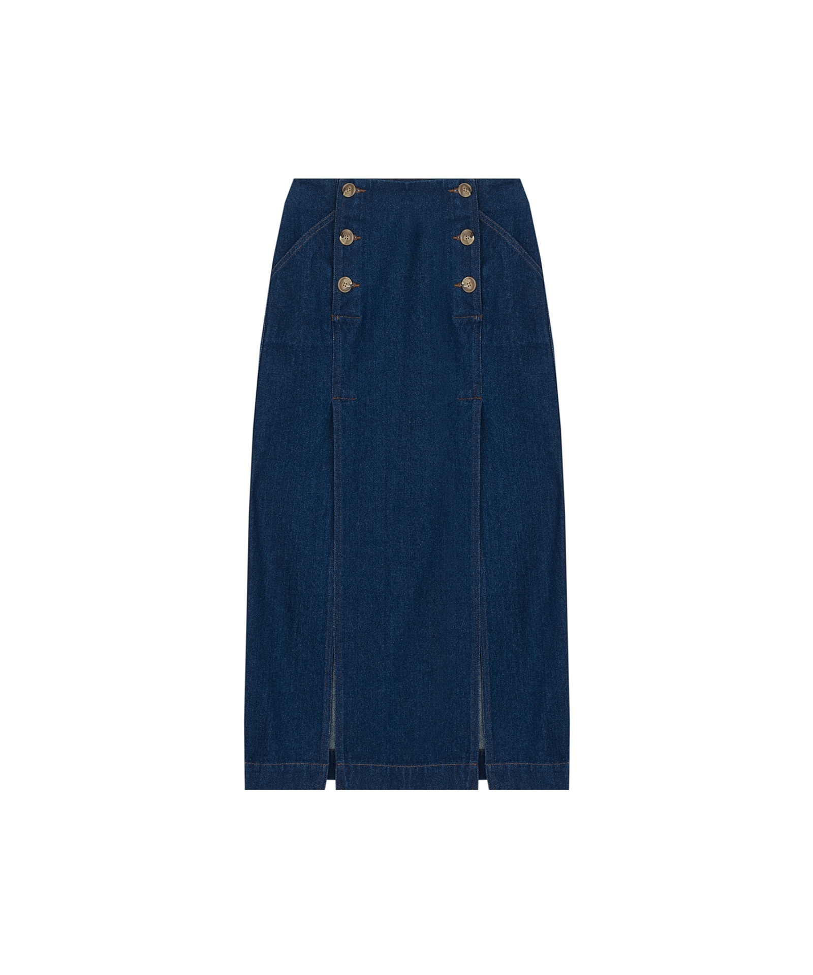 ELKE - Denim midi skirt - Indigo - 1
