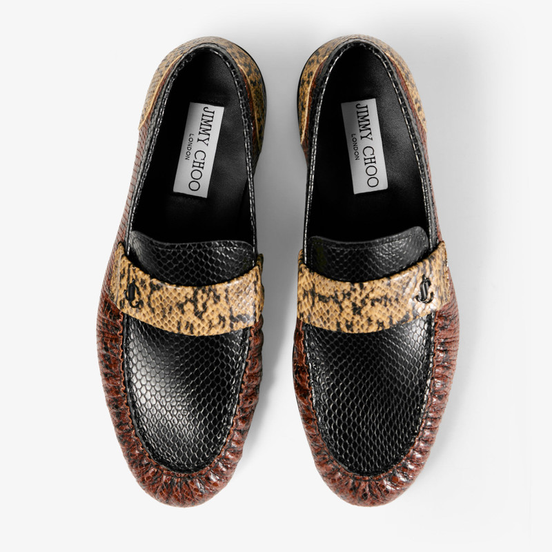 Ellis Loafer M Cognac Kigali Snake Printed Leather Loafers 3