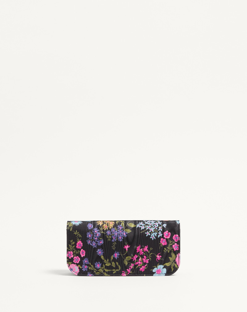 VALENTINO GARAVANI LOCÒ CLUTCH IN PAPIER FLORAL FABRIC WITH VLOGO SIGNATURE JEWEL DETAIL 3