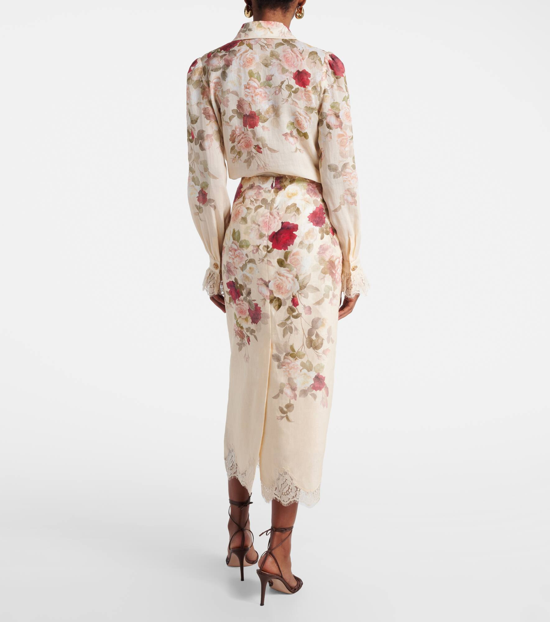 Hypnotic floral linen pencil skirt - 3