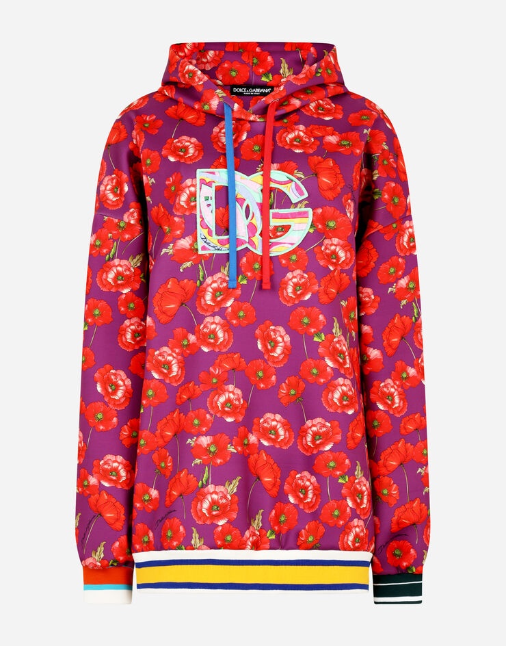 Garden-print jersey hoodie - 1