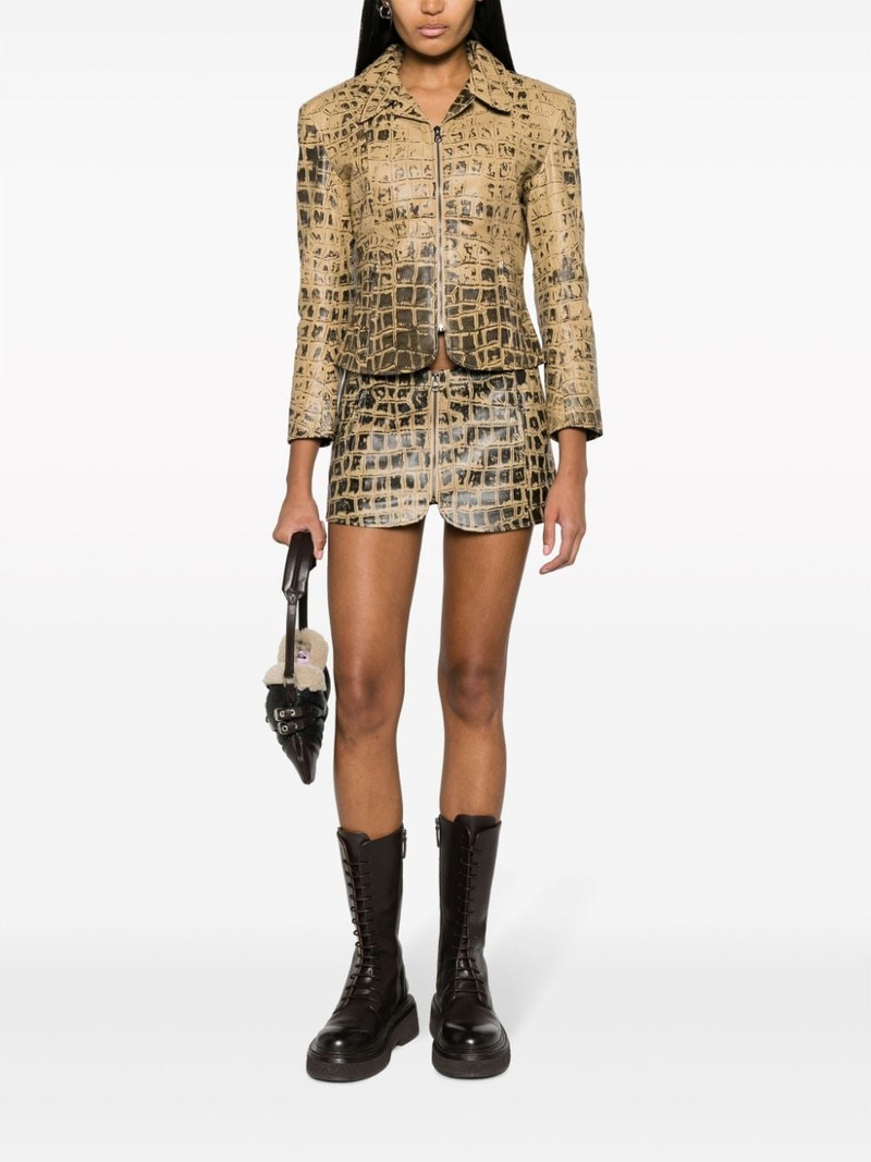 KNWLS Scythe crocodile-print leather jacket outlook