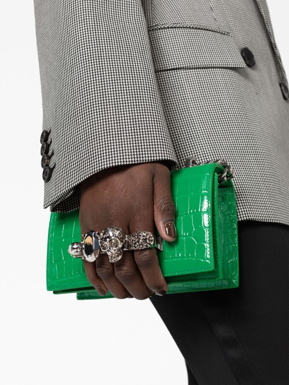 Jewelled crocodile-embossed shoulder bag - 3