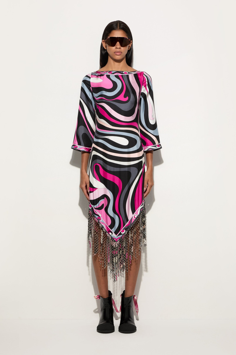 PUCCI MARMO PRINT DRESS WITH FRINGES outlook