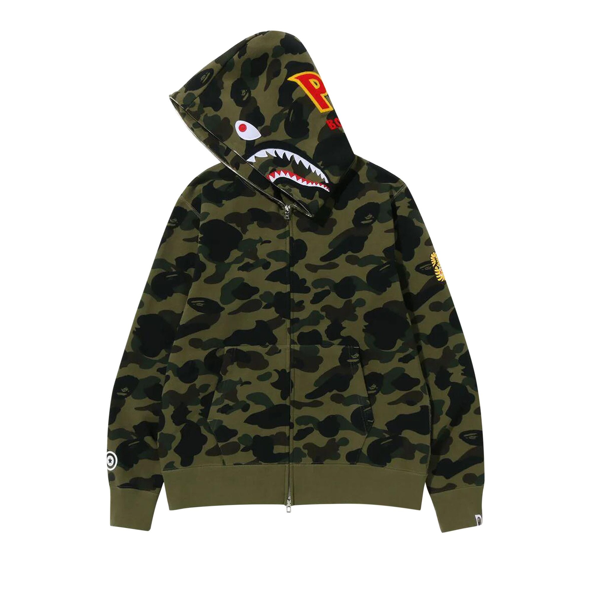 BAPE 1st Camo 2nd Shark Full Zip Hoodie 'Green' - 2