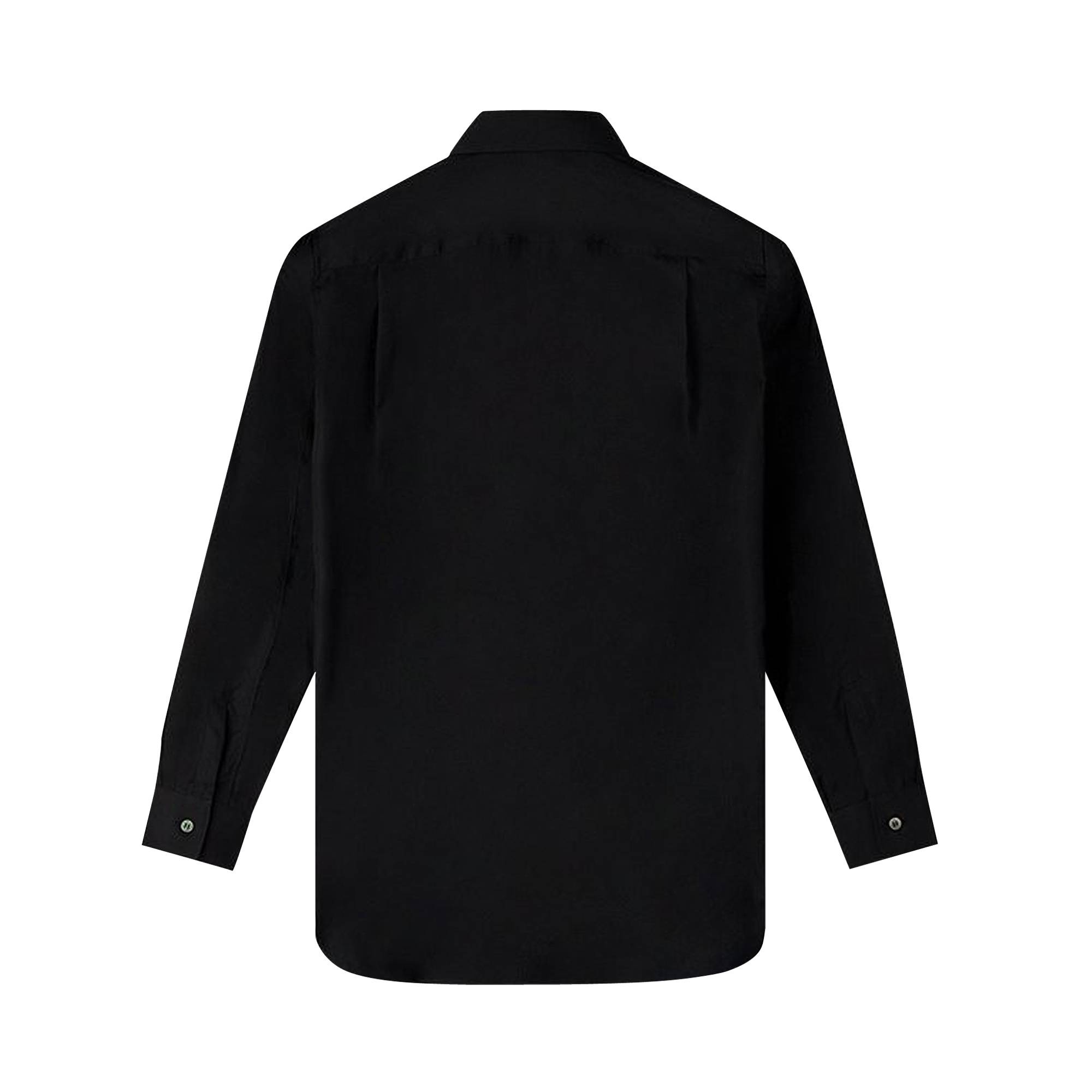 Comme des Garçons Long-Sleeve Woven Button Down Shirt With Red Heart 'Black' - 2