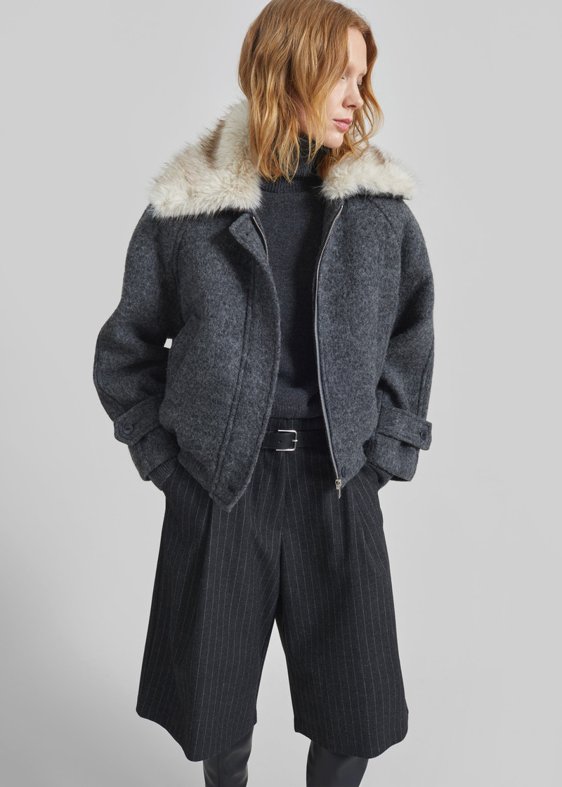 Nyborg Wool Quilted Jacket - Dark Grey 3