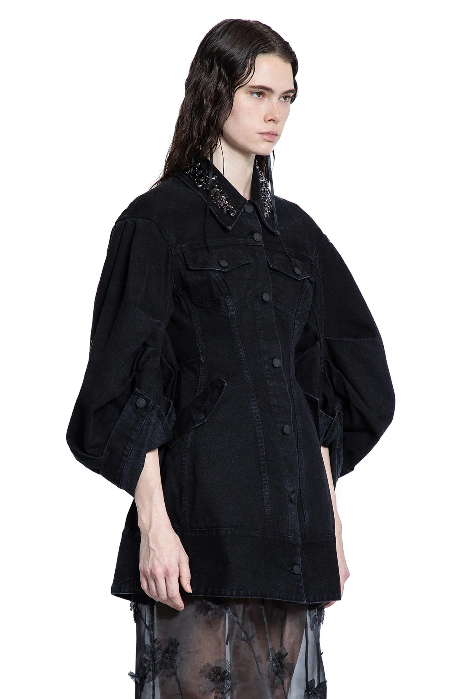 Embellished-Sculpted-Short-Denim-Coat - 2