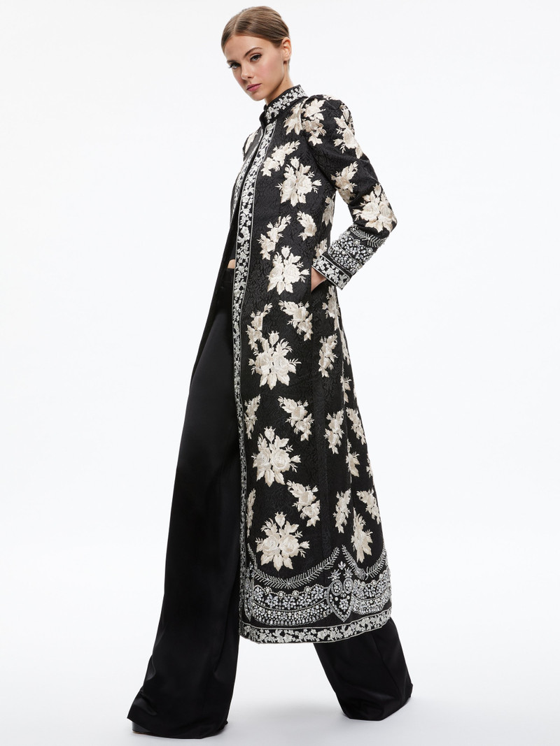 Alice + Olivia THOMAS EMBROIDERED MAXI COAT outlook