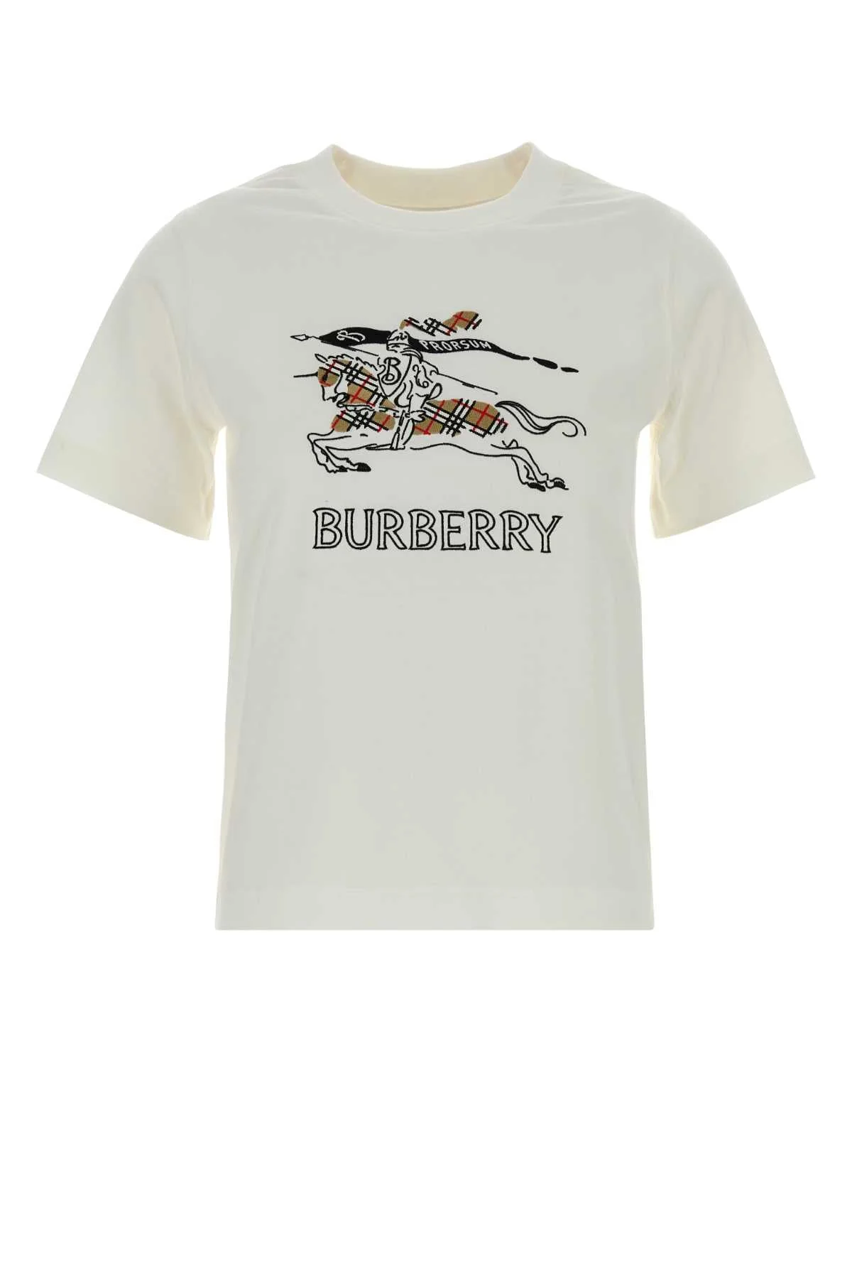 Burberry Women White Cotton T-Shirt - 1