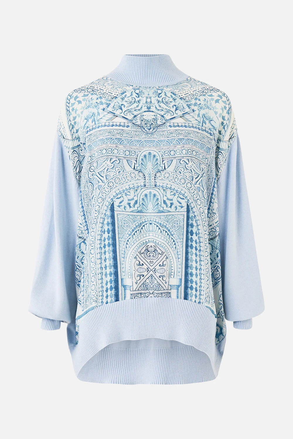 SILK FRONT TURTLE NECK KNIT - 1
