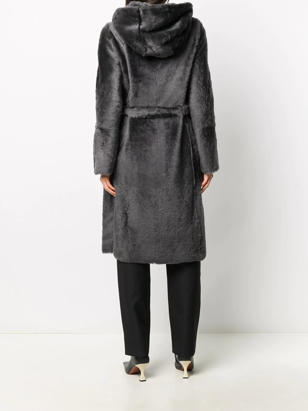 tie-waist fur coat - 4