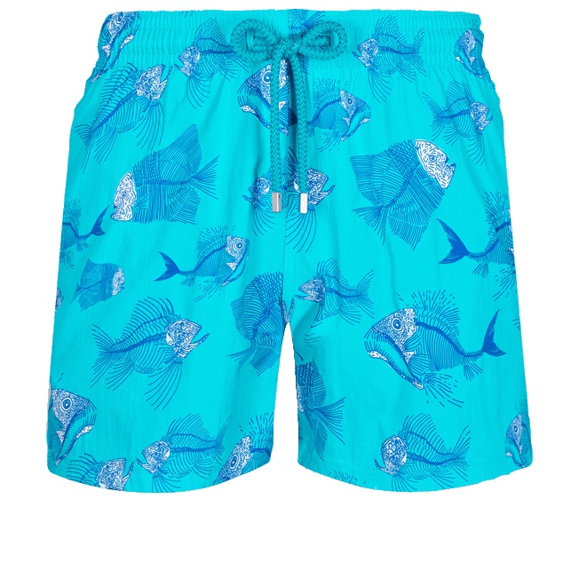 Men Stretch Short Swim Trunks 2018 Prehistoric Fish - 1