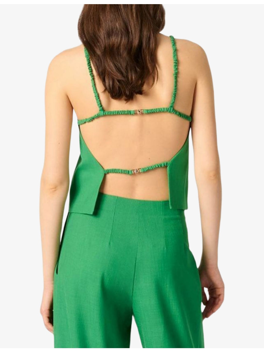 Straight-Neck Backless Stretch-Woven Top - 4