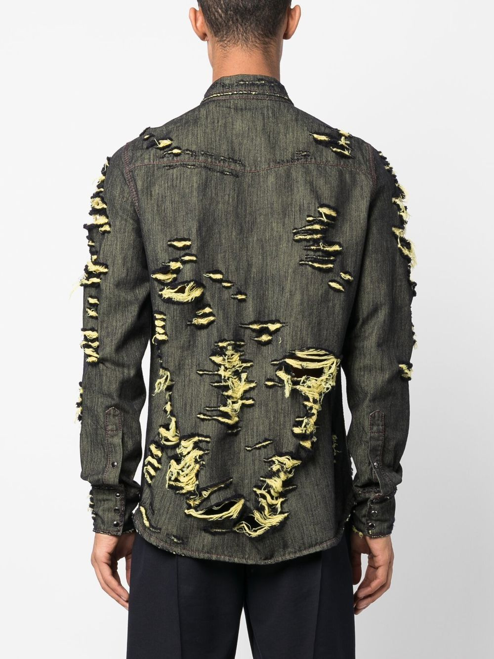 distressed denim shirt - 4