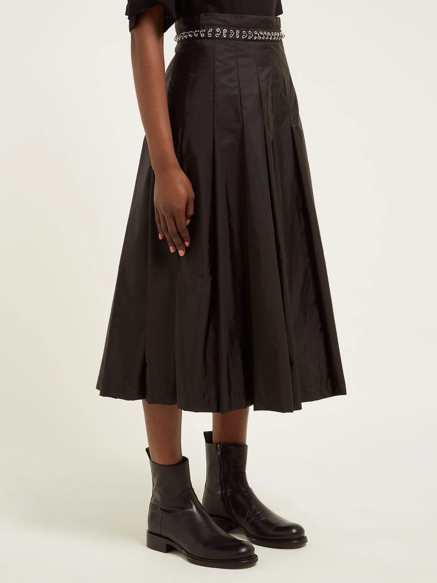 Eyelet-chain pleated skirt - 4