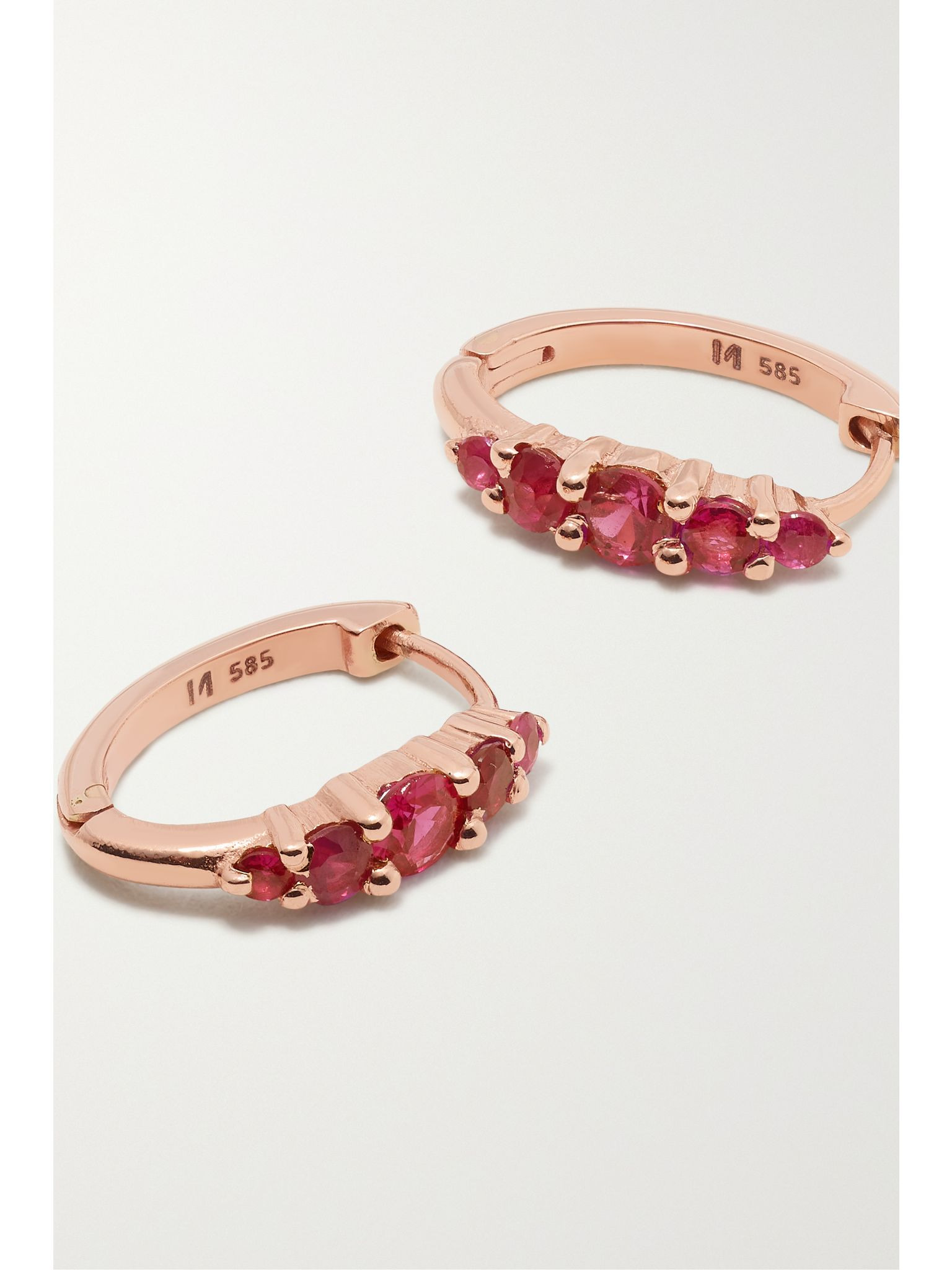 Rivulet medium 18-karat rose gold ruby hoop earrings Red - 5