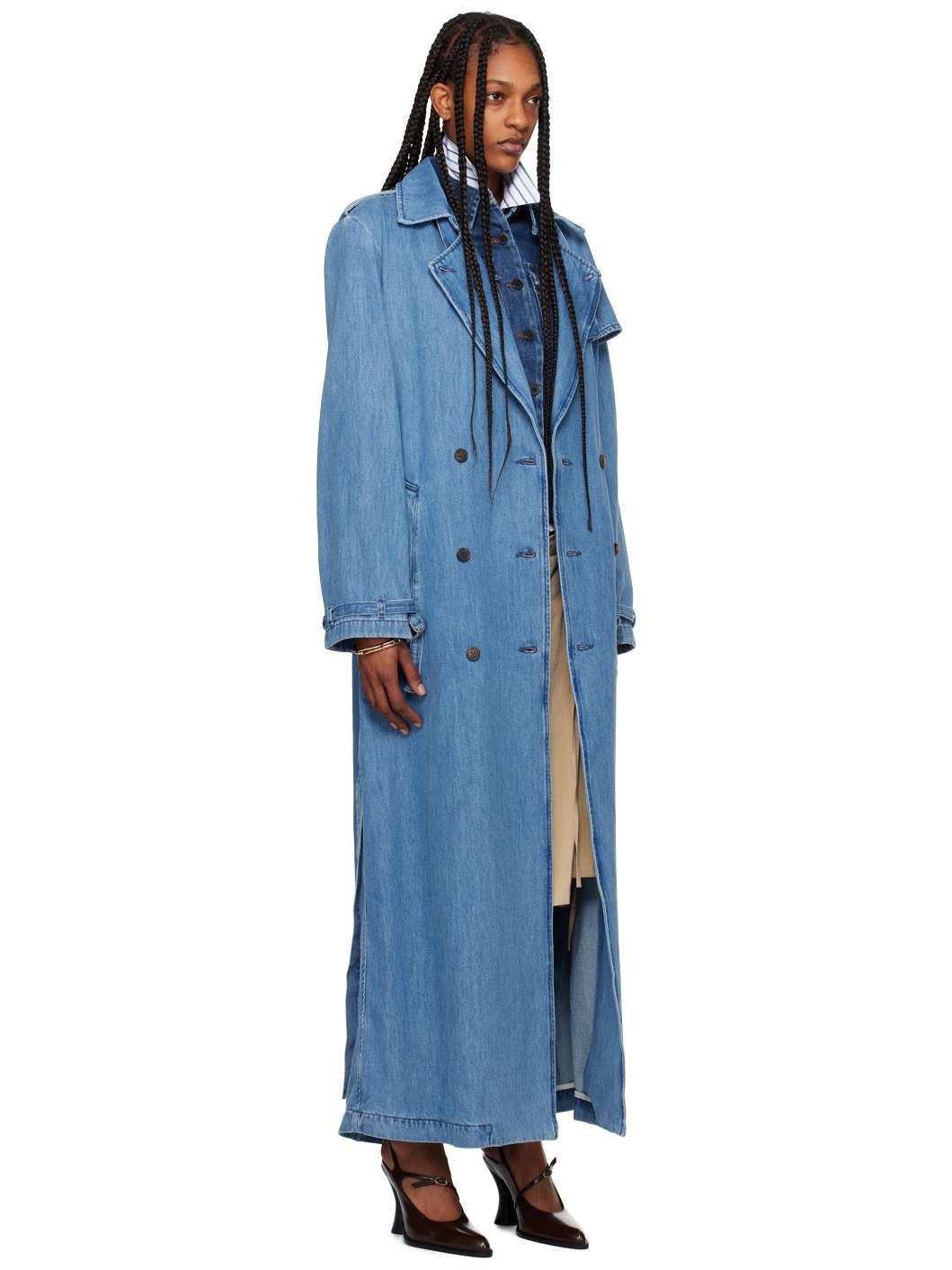 Blue Belted Denim Coat - 2